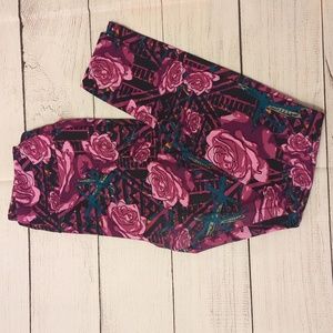 Lularoe Leggings One Size Purple and black (NWOT)